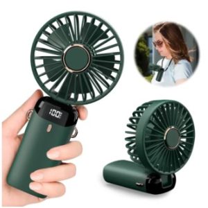 Portable Handheld Personal Rechargeable Fan LED Digital Display 90°Adjustable