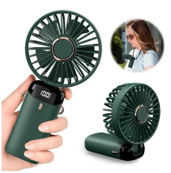 Portable Handheld Personal Rechargeable Fan LED Digital Display 90°Adjustable